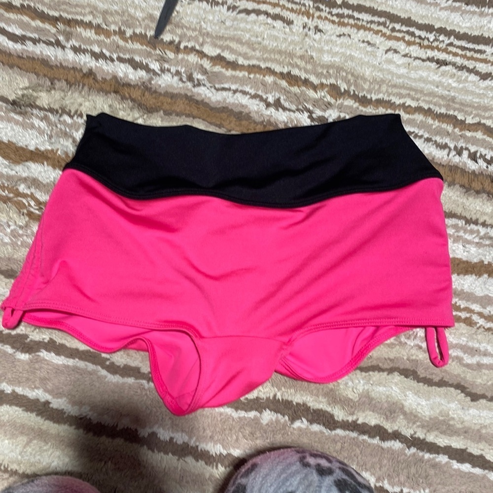 PINK Victoria's Secret Hot Pink and Black Swim Shorts
